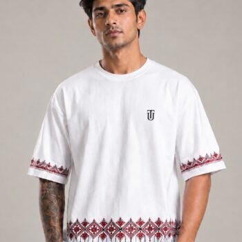 Premium Ethnic Print Oversized T-Shirt | Cotton Casual Streetwear Tee