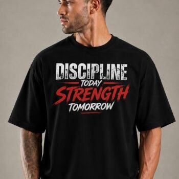 Premium 240 GSM Men’s Discipline Strength Oversized GYM T-Shirt