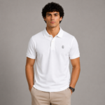 Premium White Polo T-Shirt | Regular Fit | Classic Collar & Minimal Logo