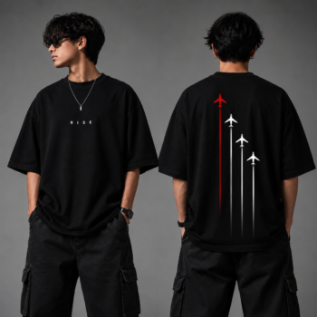 Men’s Oversized Rise Graphic T-Shirt – Premium Cotton Streetwear with Aircraft Back Print