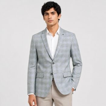 Premium Light Green Checked Blazer | Slim Fit | Formal & Party Wear