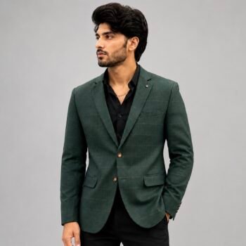 Premium Green Checked Blazer | Slim Fit Formal & Party Wear Blazer