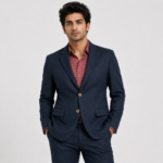 Premium Navy Blue Textured Blazer | Slim Fit | Formal & Party Wear