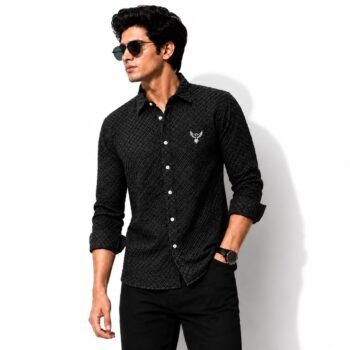 Premium Textured Black Casual Shirt | Full Sleeve Stylish Shirt