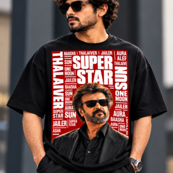 TAGGLIO Unisex Oversized Black T-Shirt – Super Star Graphic Print