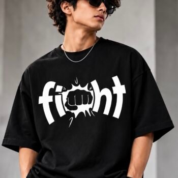 TAGGLIO Unisex Oversized Black T-Shirt – Fight Graphic