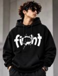 TAGGLIO Oversized Black Hoodie – Fight Graphic